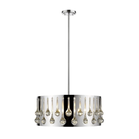 Z-Lite Oberon 5 Light Pendant, Chrome+ Crystal 453-20CH